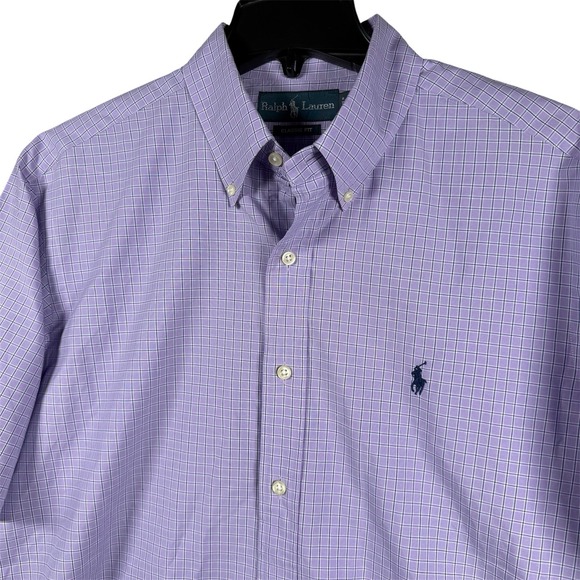 Polo Ralph Lauren Short‎ Sleeve Button Down Shirt Mens Large Purple Lightweight - Picture 1 of 7